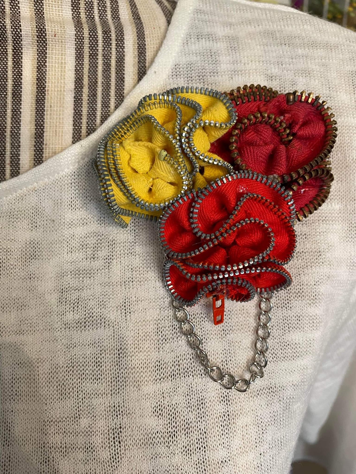 Zipper Brooch (Yellow & Red)