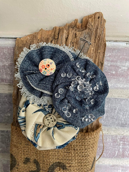 Simple Lines Brooch (Vintage Denim)