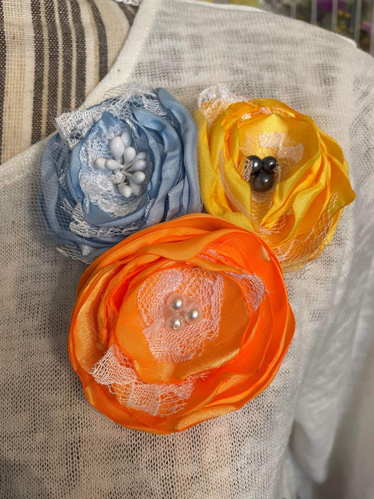 Yellow & Orange Flower Brooch