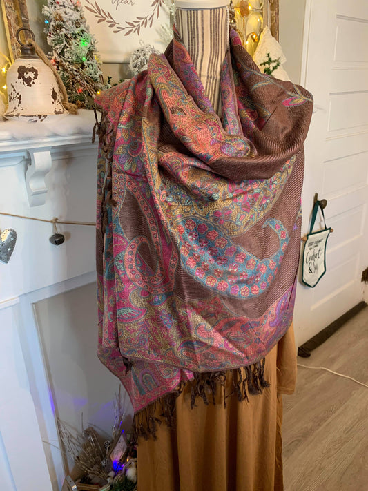 Russian Shawl - Pink & Brown